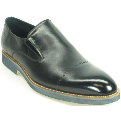 Carrucci Black Genuine Leather Edge Slip on Loafer KS511-12M.