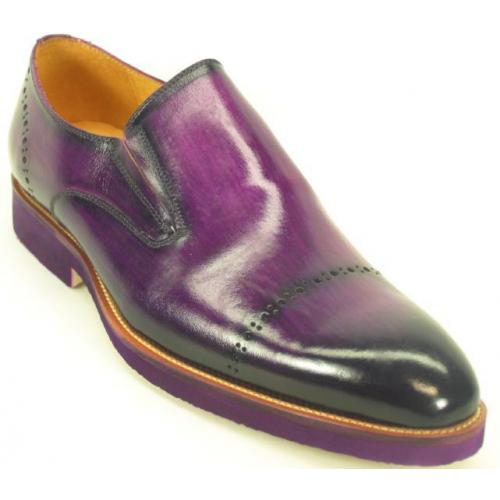 Carrucci Purple Genuine Leather Edge Slip on Loafer KS511-12M.