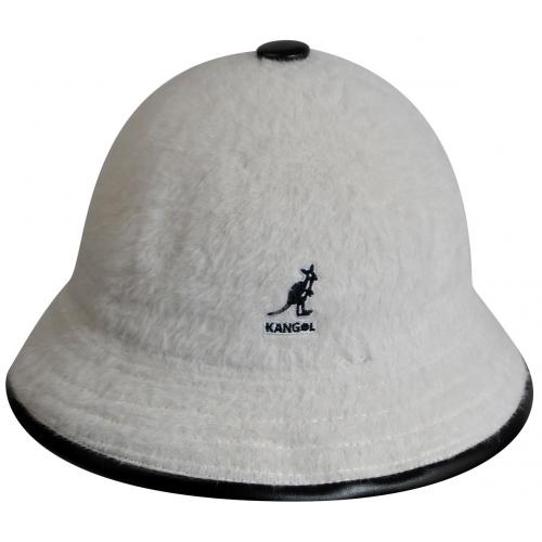 Kangol Cream / Black Shavora Genuine Angora Rabbit Fur / PU Leather Bucket Hat K3032ST