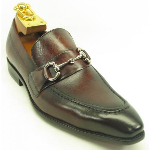 Carrucci Chestnut Genuine Leather Signature Buckle Loafer KS503-02.