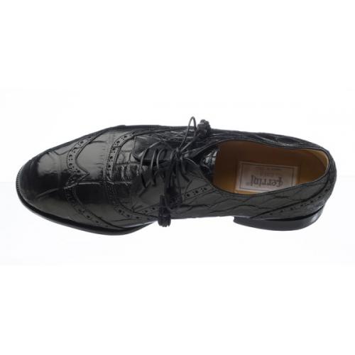 Ferrini 3673 Black Genuine Alligator Shoes.
