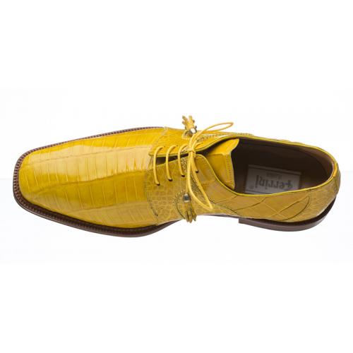 Ferrini 205/528 Yellow Genuine Alligator Derby Shoes.