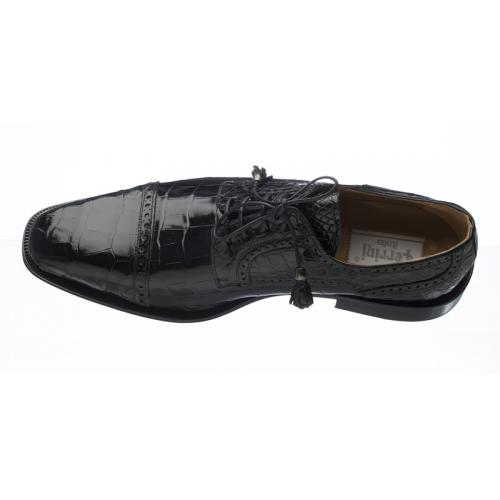 Ferrini 216/M Black Genuine Alligator Shoes.