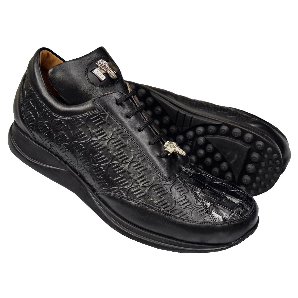 Mauri 4936 Smooth Men's Shoes Black & Gold Exotic Alligator / Didier Fabric Oxfords (MA5361) Multi / 12 US