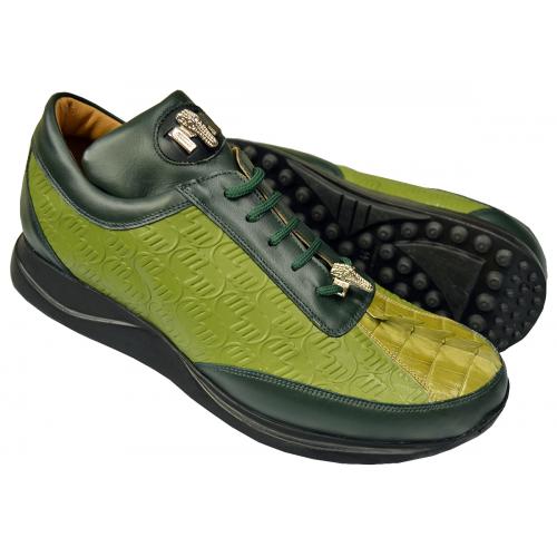 Mauri 8936 Hunter Green / Apple Green / Light Olive Crocodile Tail / Mauri Embossed Leather Sneakers