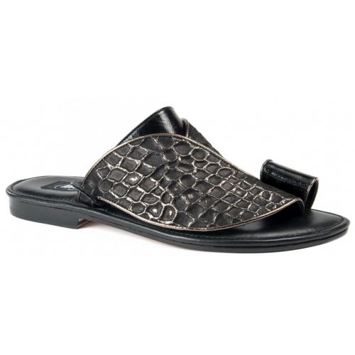 Mauri "1622/2" Black / Peltro Genuine Karung / Phil Platform Sandals.