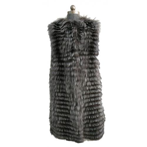 Winter Fur Ladies Natural Silver Genuine Fox Fur Vest 18V08SV.