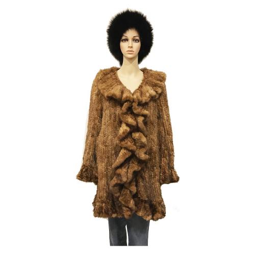 Winter Fur Ladies Whiskey Genuine Mink Knitted 3/4 Coat W09QWK.