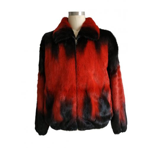 Winter Fur Red Genuine Mink Full Skin Degrade Jacket M59RO1RDT.