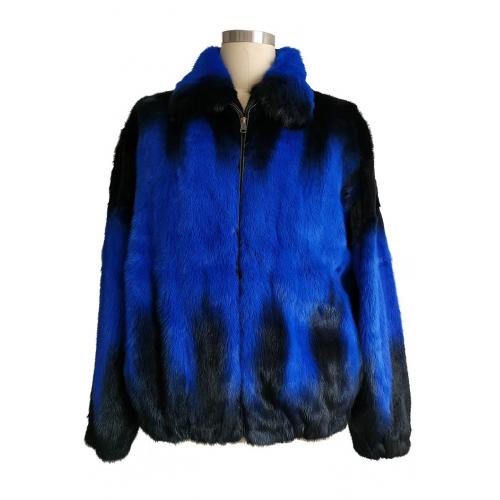 Winter Fur Royal Blue Genuine Mink Full Skin Degrade Jacket M59RO1RBT.