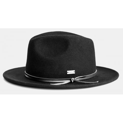 Bruno Capelo Black Australian Wool Flat Brim Fedora Dress Hat TA-260