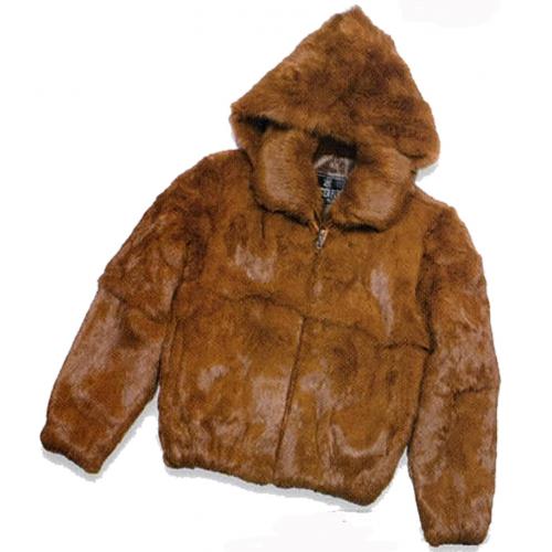 Winter Fur Ladies Caramel Genuine Rabbit Jacket With Detachable Hood W05S04CL.