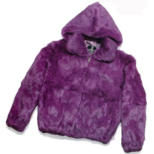 Winter Fur Ladies Purple Full Skin Rabbit Jacket With Detachable Hood W05S04PP.