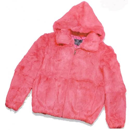 Winter Fur Ladies Coral Skin Rabbit Jacket With Detachable Hood W05S04CA.