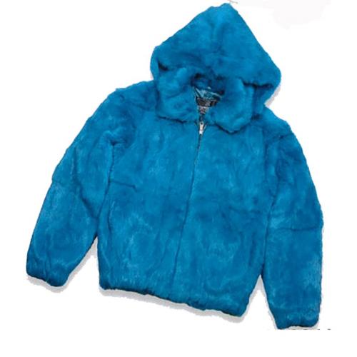 Winter Fur Ladies Ocean Blue Skin Rabbit Jacket With Detachable Hood W05S04OB.