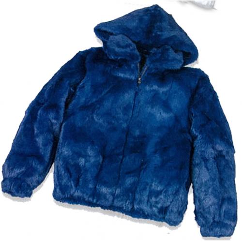 Winter Fur Men's Royal Blue Skin Rabbit Jacket With Detachable Hood ...