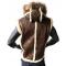 G-Gator Brown / Cream Genuine Sheepskin / Fur  Vest With Hood 3900.