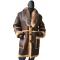 G-Gator Black / Brown Genuine Sheepskin / Fox Fur Trench Coat 4920.