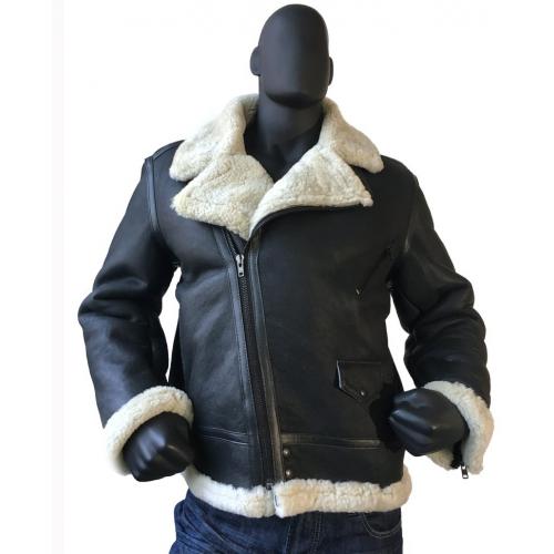 G-Gator Black / White Genuine Sheepskin Shearling / Napa Motorcycle Jacket 1300.