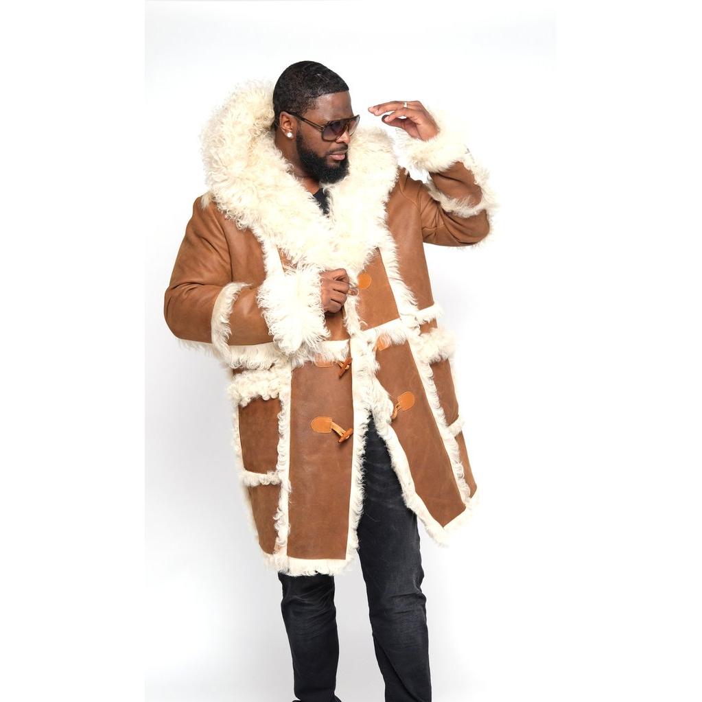 Men's Long Mongolian Fur Coat