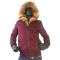 G-Gator Red Genuine Leather / European Raccoon / Cotton Bomber Parka Coat With Hood 6925.