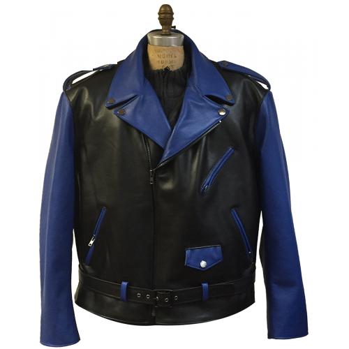 G-Gator Royal Blue / Black Genuine Lambskin Leather Motorcycle Jacket 3010.