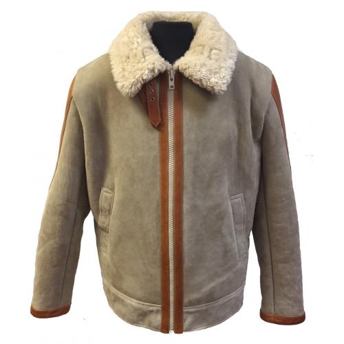 G-Gator Camel / Brown Genuine Suede / Leather With Shearling Fur Collar Parka Jacket 702.