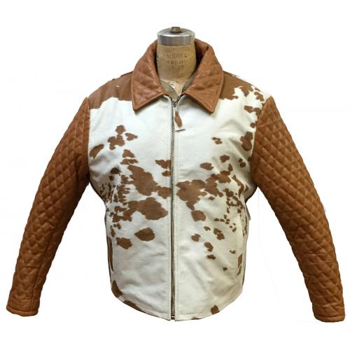 G-Gator White / Tan Genuine Ponyhair / Lambskin Leather Quilted Motorcycle Jacket 2024/1.