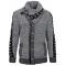 LCR Black / White Modern Fit Wool Blend Shawl Collar Zip-Up Cardigan Sweater 5565