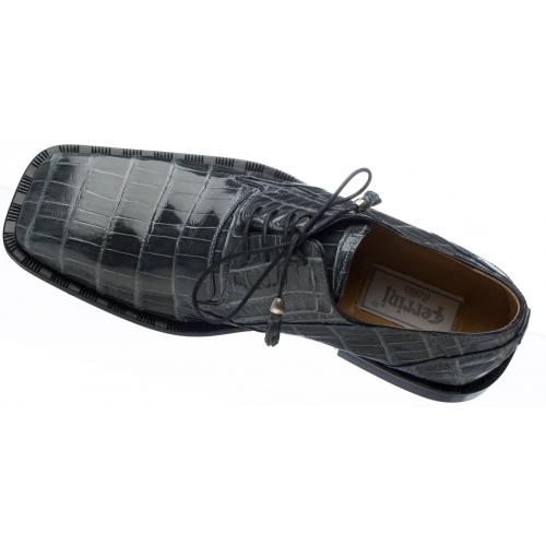 Ferrini 208/151 Grey Genuine Alligator Lace Up Square Toe Shoes.