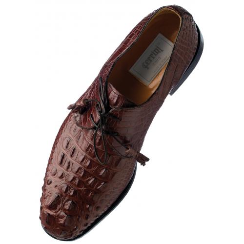 Ferrini 4198 /165 Sport Rust Genuine Hornback Alligator Lace Up Shoes.