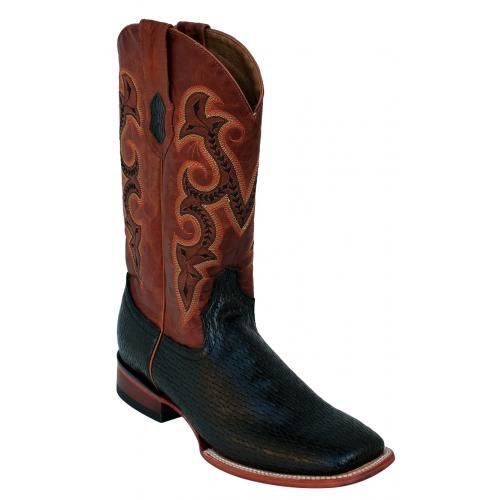 Ferrini 11993-04 Black / Rust Genuine Leather S-Toe Cowboy Boots.