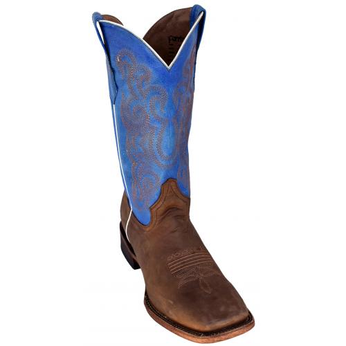 Ferrini 12693-17 Chocolate / Electric Genuine Cowhide Leather S-Toe Cowboy Boots.