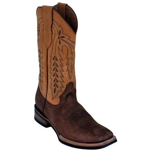 Ferrini 12693-09/1 Chocolate / Antique Saddle Genuine Cowhide Leather S-Toe Cowboy Boots.
