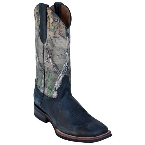 Ferrini 12693-04 Black / Camouflage Genuine Cowhide Leather S-Toe Cowboy Boots.