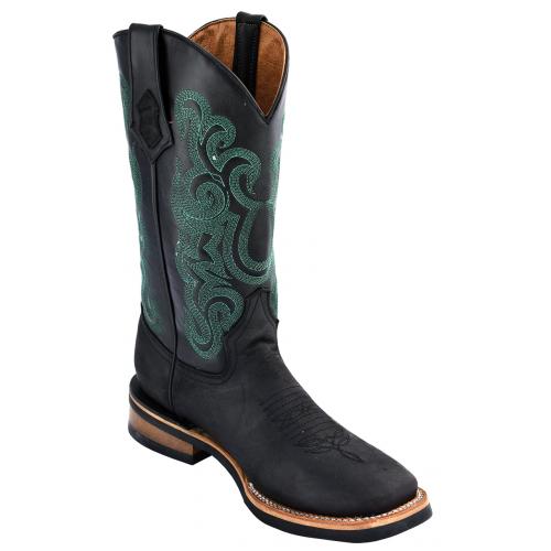 Ferrini 15093-04 Black Genuine Leather S-Toe Cowboy Boots.