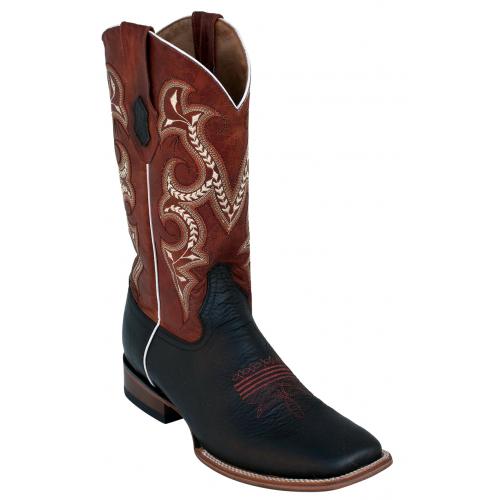 Ferrini 12193-04 Black / Rust Genuine Cowhide Leather S-Toe Cowboy Boots.