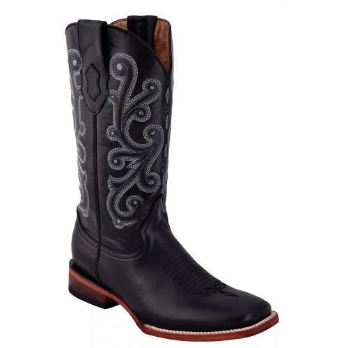 Ferrini 15293-04 Black Genuine French Calf Leather S-Toe Cowboy Boots.