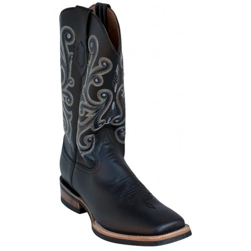 Ferrini 15393-04 Black Genuine French Calf Leather S-Toe Cowboy Boots.