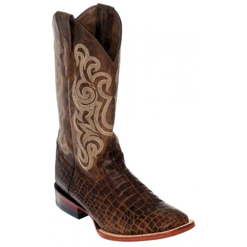 Ferrini 42493-10 Brown Genuine Leather Crocodile Print S-Toe Cowboy Boots.