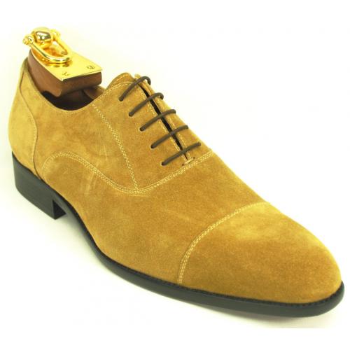 Carrucci Camel Genuine Calfskin Suede Cap Toe Oxford Shoes KS505-11S