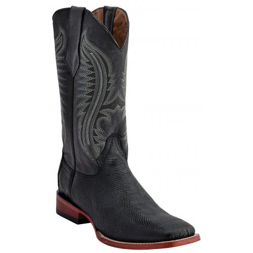 Ferrini 13693-04 Black Genuine Lizard Leather S-Toe Cowboy Boots.