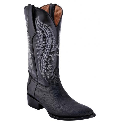 Ferrini 13611-04 Black Genuine Lizard Leather S-Toe Cowboy Boots.