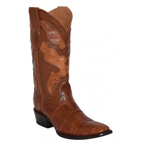 Ferrini 10741-02 Cognac Genuine Belly Alligator Leather FR-Toe Cowboy Boots.