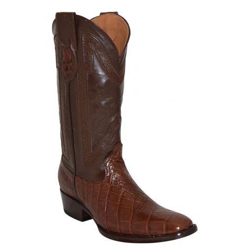 Ferrini 10741-09 Chocolate Genuine Belly Alligator Leather FR-Toe Cowboy Boots.