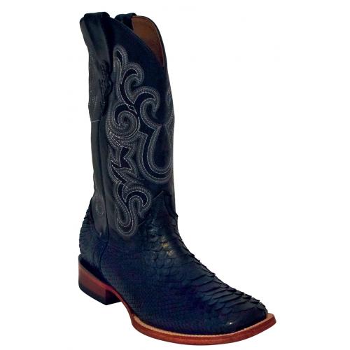 Ferrini 10693-04 Black Genuine Python Leather S-Toe Cowboy Boots.