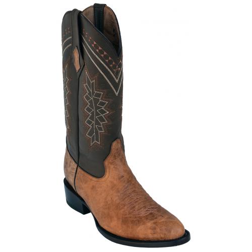 Ferrini 10811-15 Dark Antique Saddle Genuine Kangaroo Leather R-Toe Cowboy Boots.