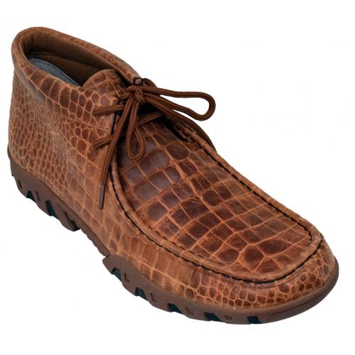 Ferrini 33722-29 Honey Genuine Crocodile Print Moccasins Boots.