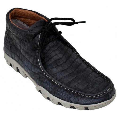 Ferrini 33722-35 Black Genuine Crocodile Print Moccasins Boots.