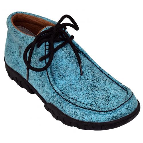 Ferrini Ladies 63722-50 Turquoise Genuine Suede Moccasins Lace-Up Boots.